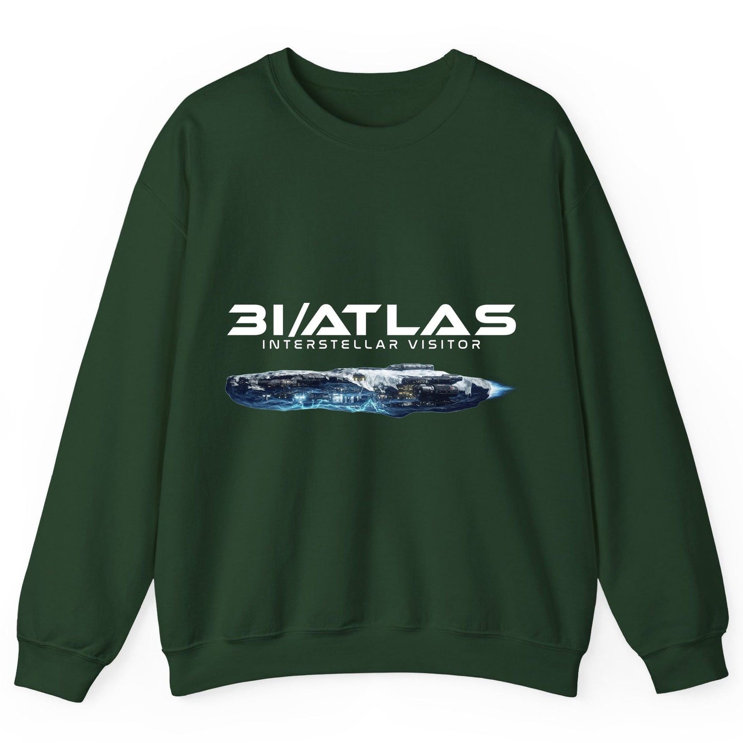 31 Atlas Interstellar Visitor sci-fi spaceship Sweatshirt Forest Green product mockup