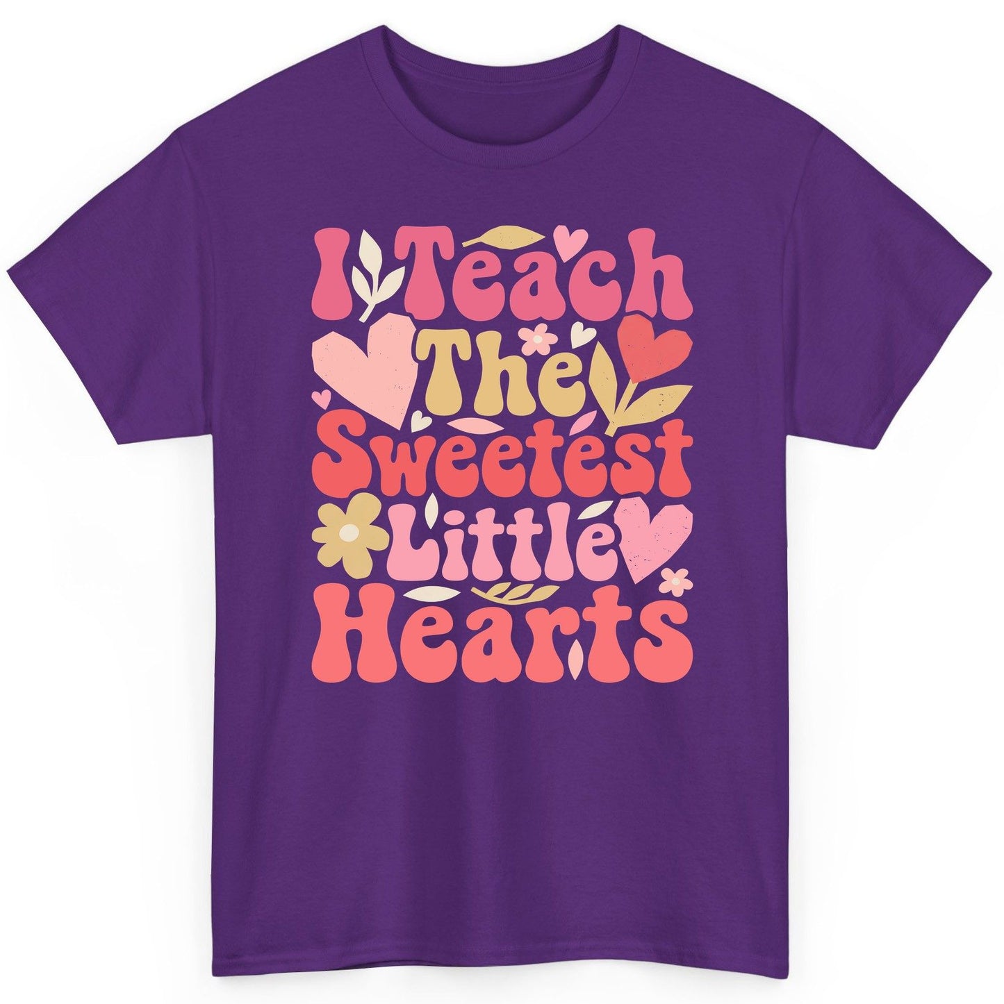 I Teach the Sweetest Little Hearts teaching T-Shirt Purple product mockup