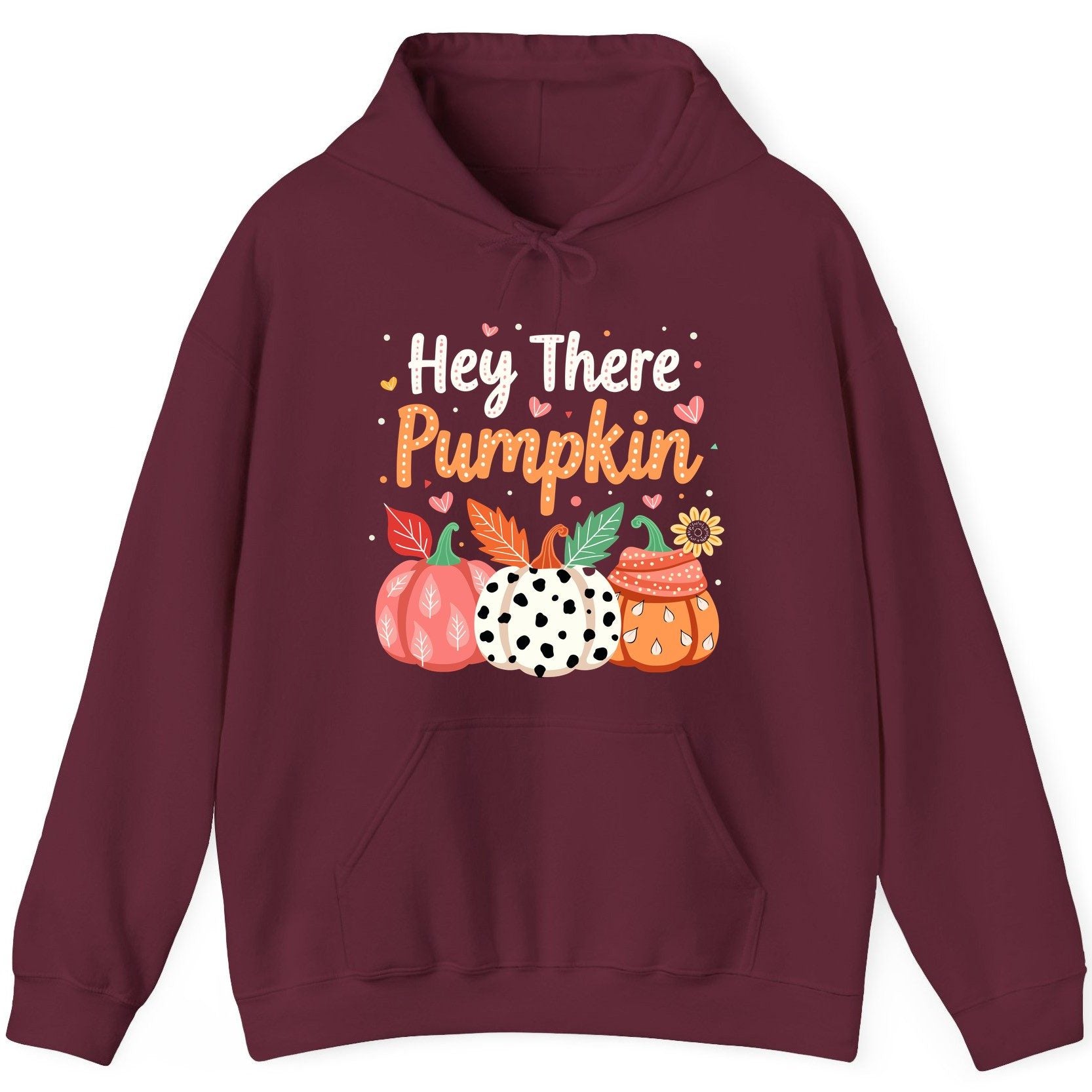 Hey There Pumpkin fall pumpkins Hoodie Maroon product mockup