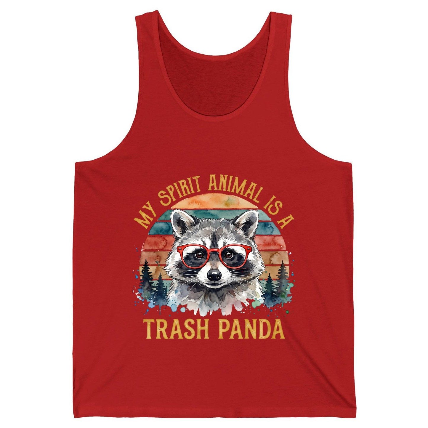 My Spirit Animal Is a Trash Panda raccoon Tank Top Red product mockup