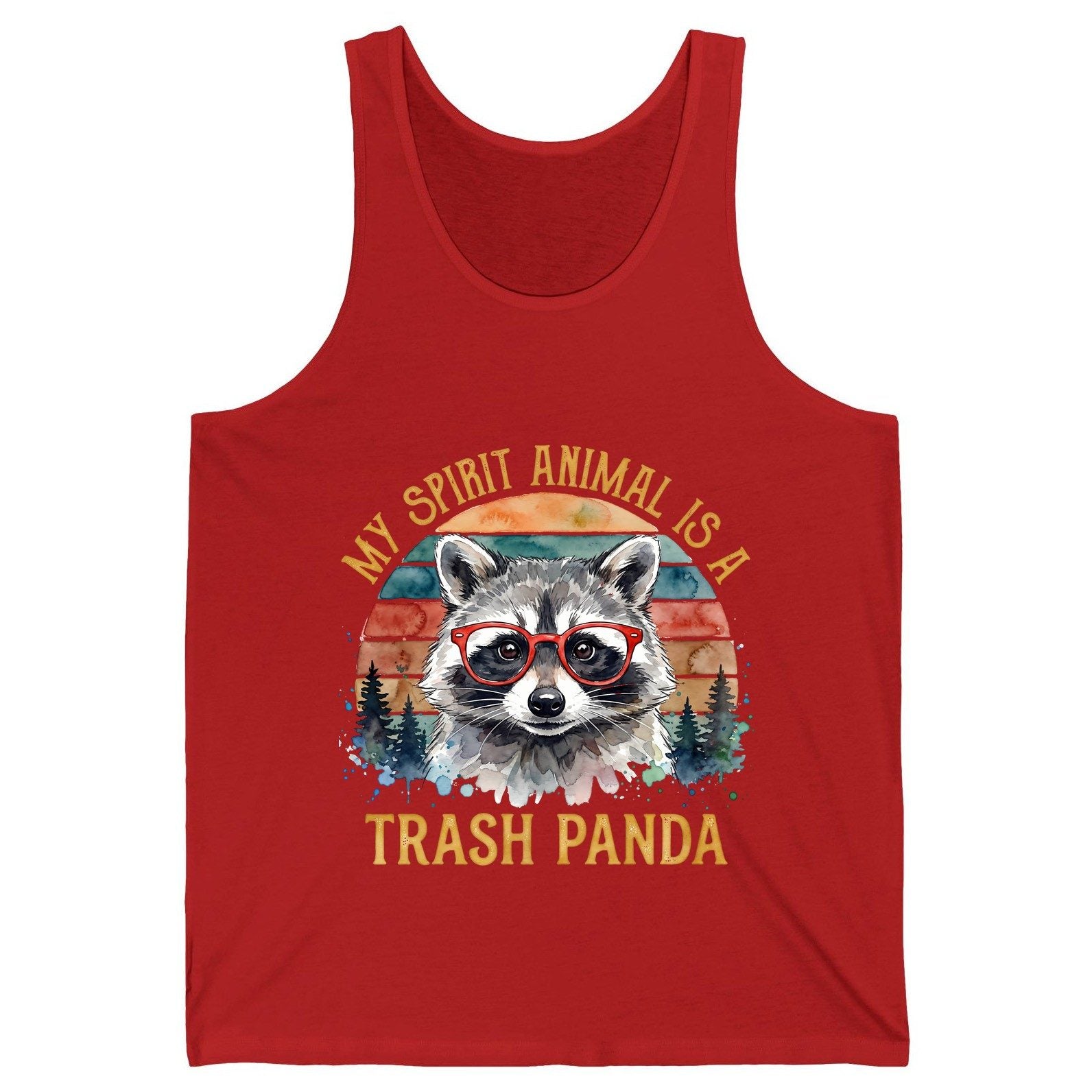 My Spirit Animal Is a Trash Panda raccoon Tank Top Red product mockup