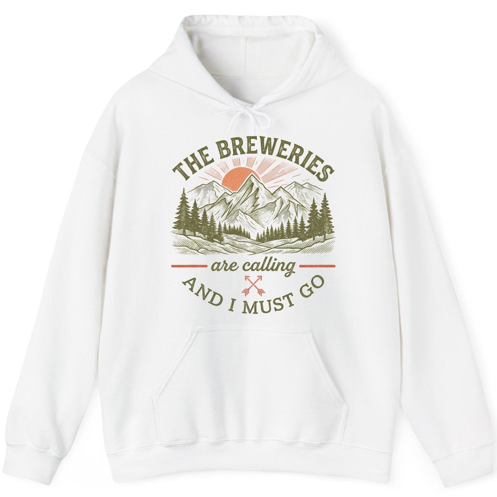 THE Breweries Are Calling AND I MUST GO Funny Craft Beer Hoodie - product mockup - White