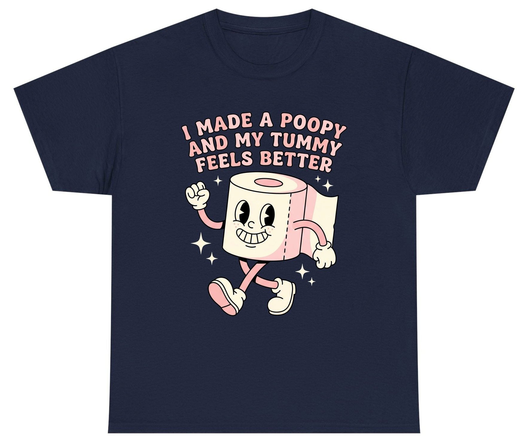 I Made a Poopy and My Tummy Feels Better funny toilet paper Youth T-Shirt Navy product mockup