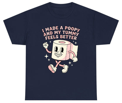 I Made a Poopy and My Tummy Feels Better funny toilet paper Youth T-Shirt Navy product mockup