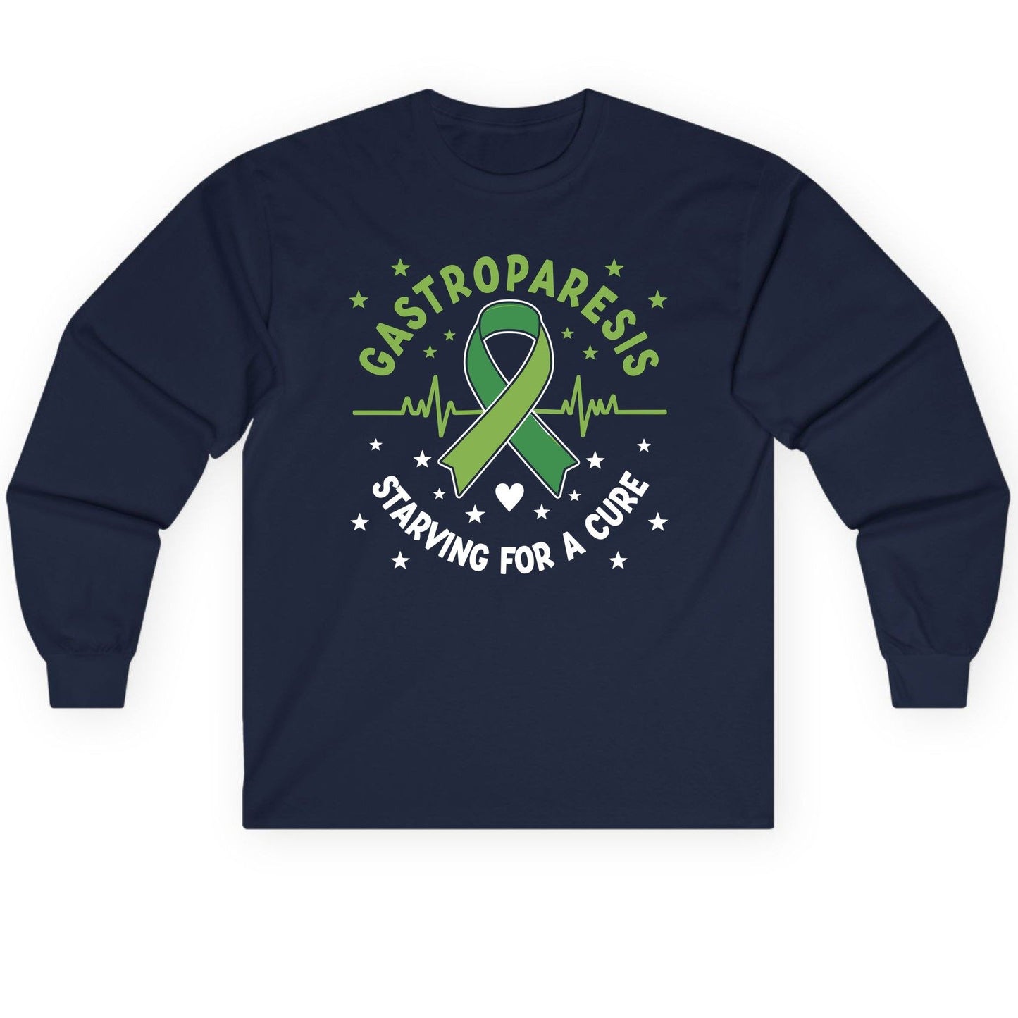 Gastroparesis Starving for a Cure gastroparesis awareness Long Sleeve Tee Navy product mockup