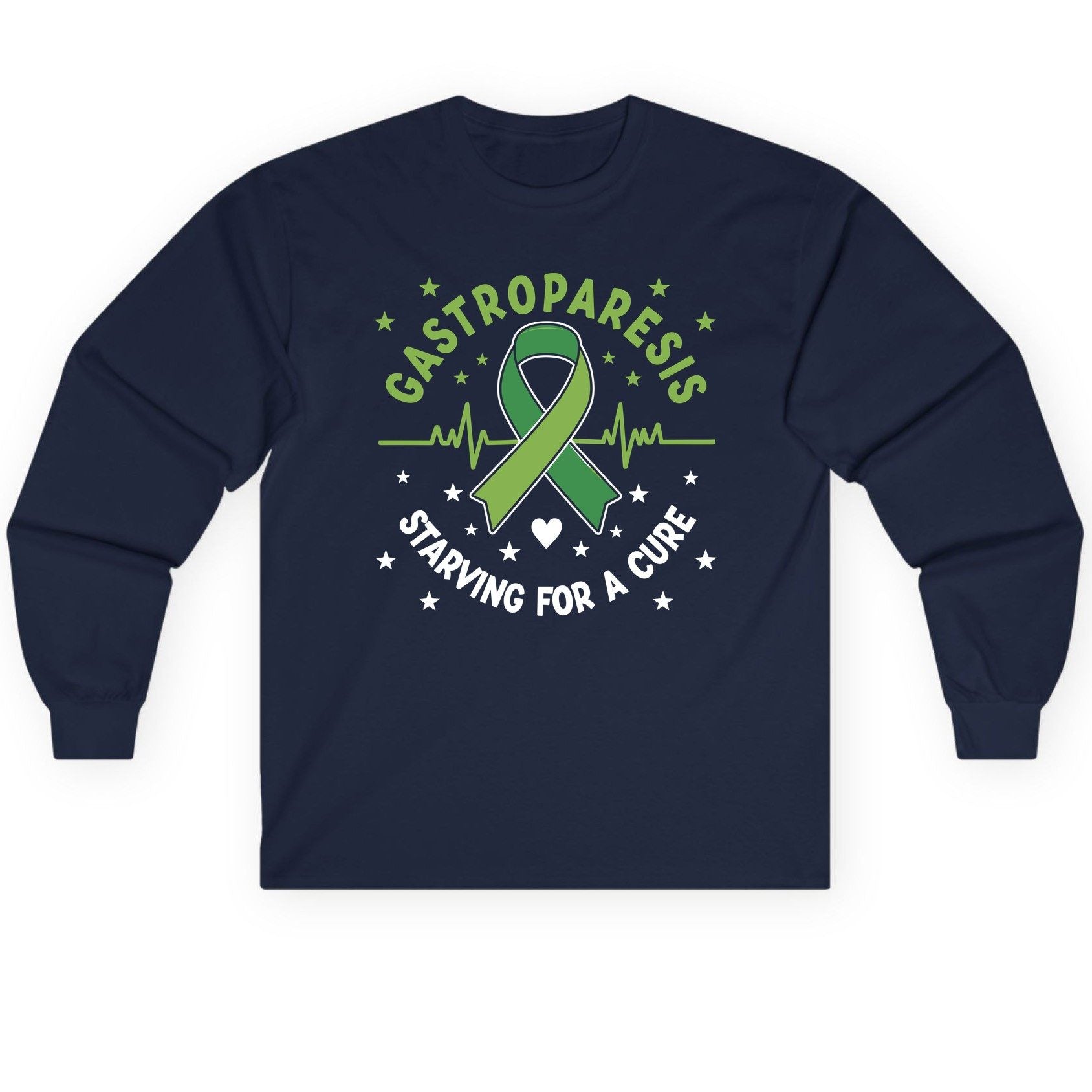 Gastroparesis Starving for a Cure gastroparesis awareness Long Sleeve Tee Navy product mockup