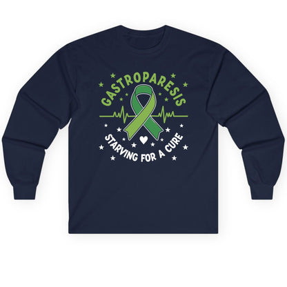 Gastroparesis Starving for a Cure gastroparesis awareness Long Sleeve Tee Navy product mockup