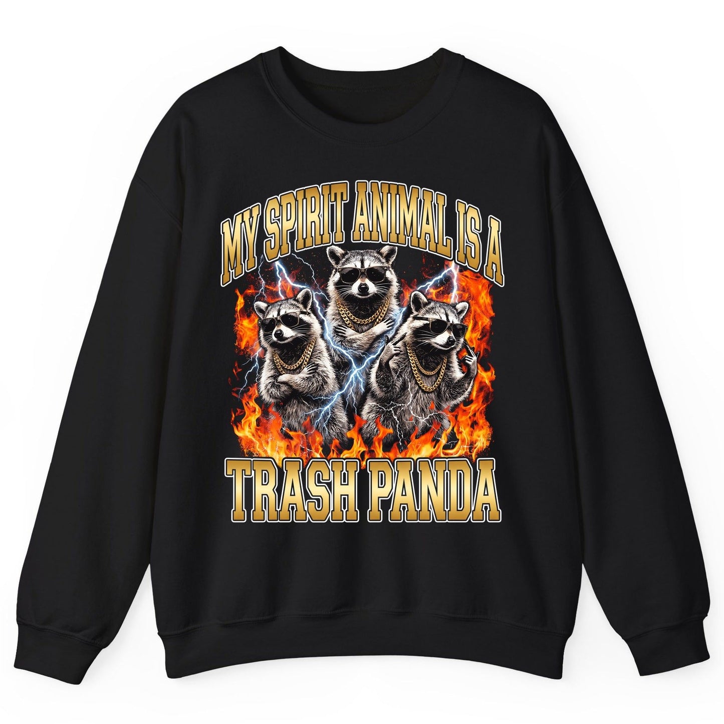 My Spirit Animal Is a Trash Panda raccoon Sweatshirt Black product mockup