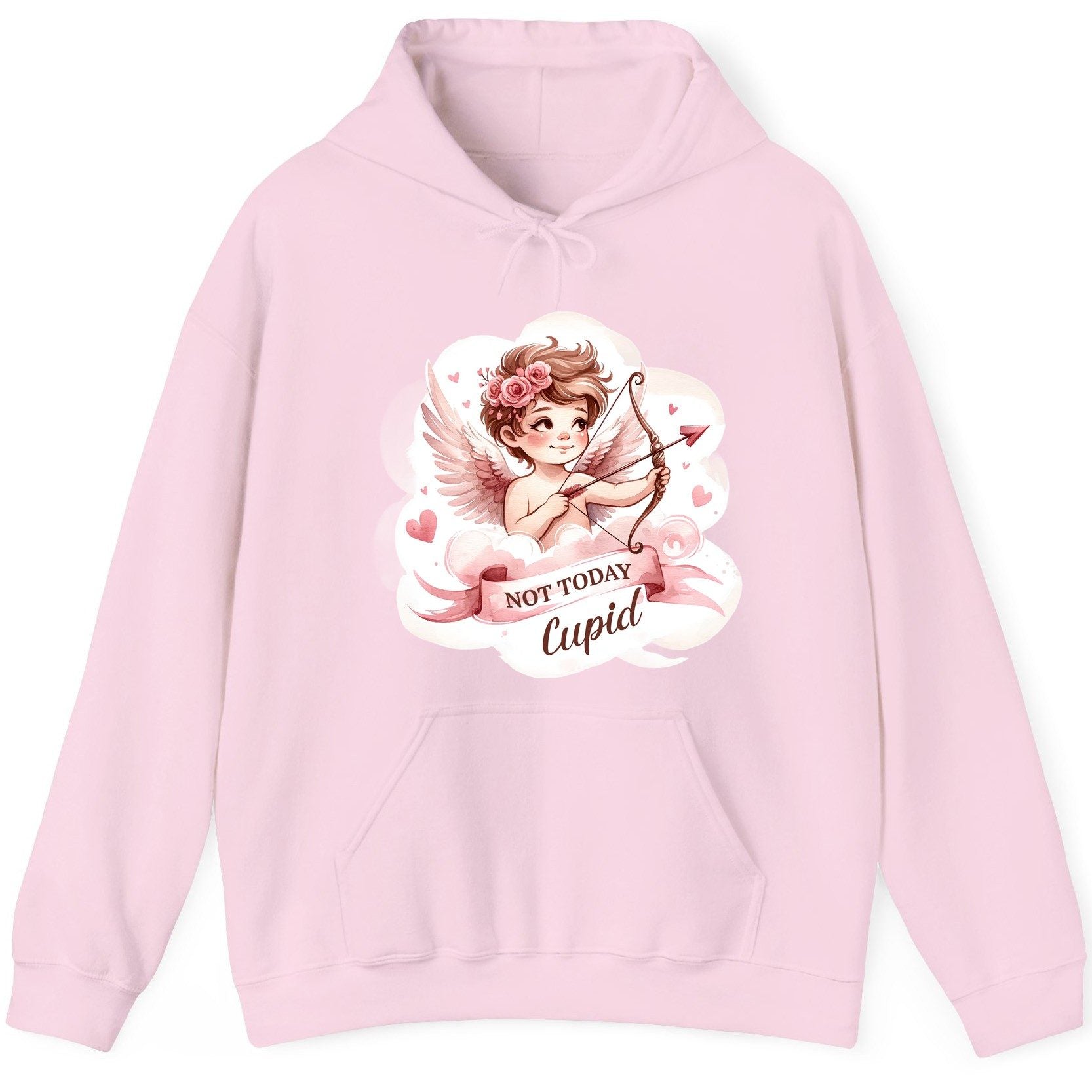 Not Today Cupid cupid Hoodie Light Pink product mockup