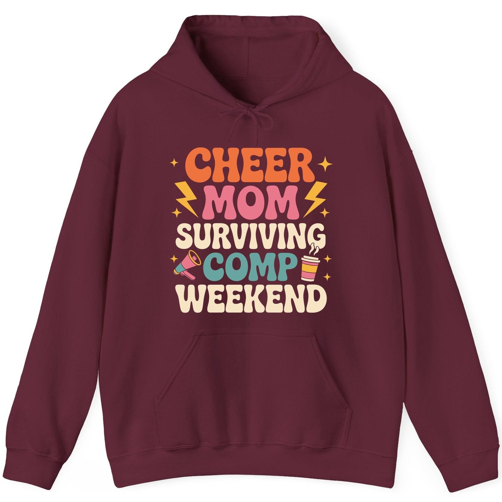 Cheer Mom Surviving Comp Weekend cheer mom Hoodie Maroon product mockup