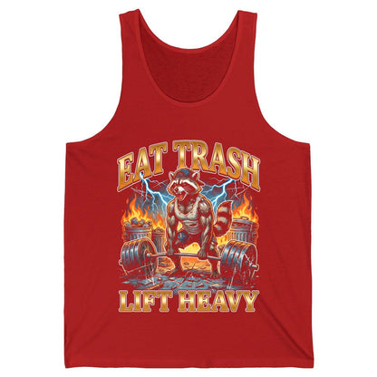 Eat Trash Lift Heavy raccoon Tank Top Red product mockup