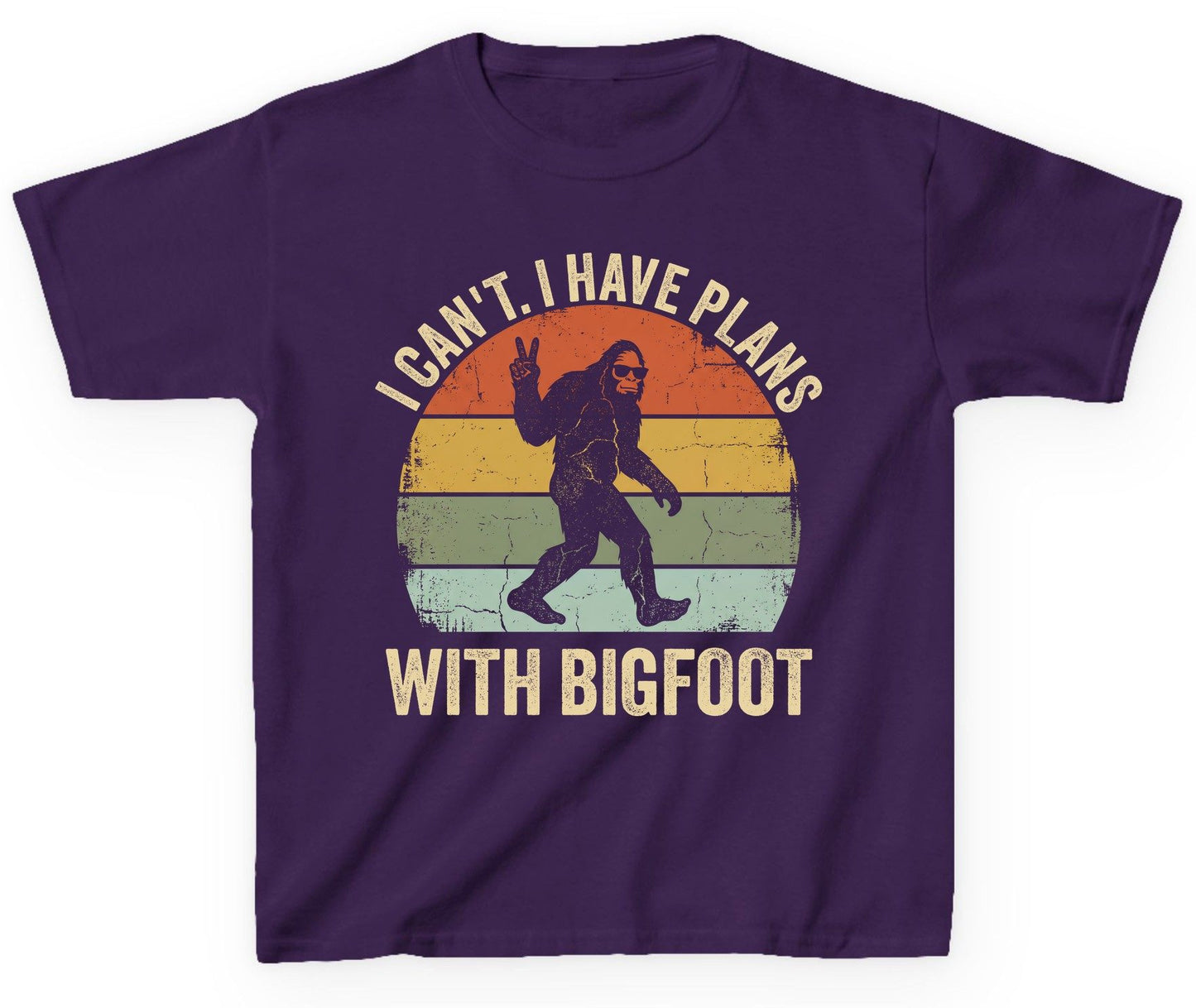 I Can't I Have Plans with Bigfoot bigfoot Youth T-Shirt Purple product mockup