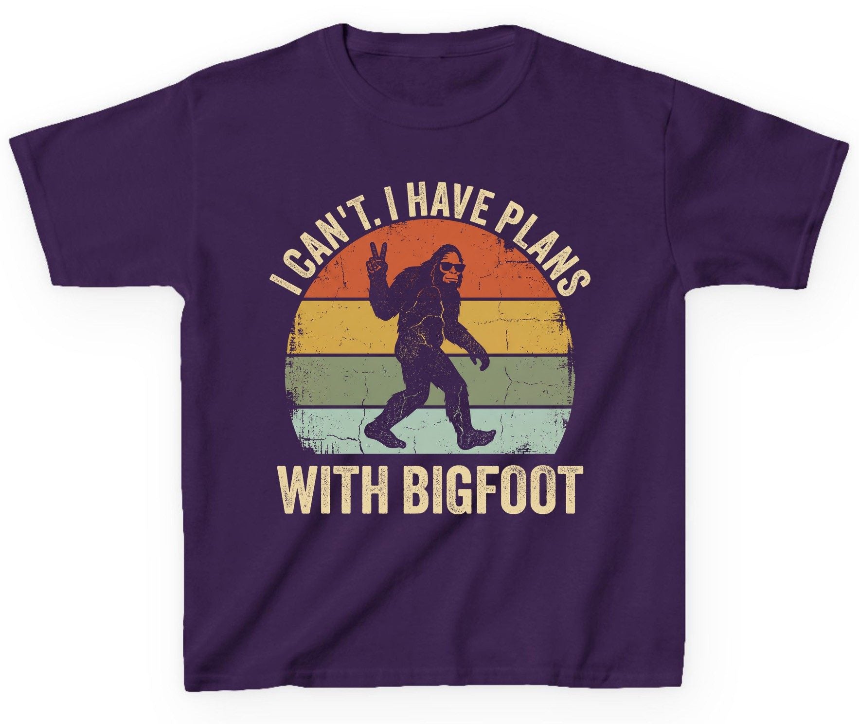 I Can't I Have Plans with Bigfoot bigfoot Youth T-Shirt Purple product mockup