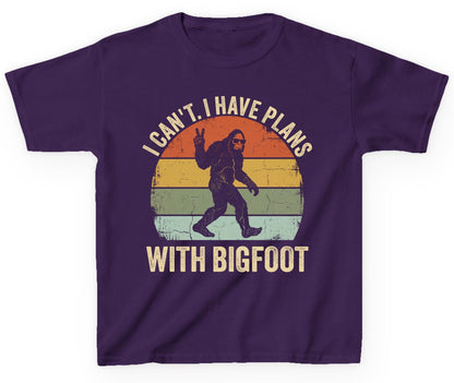 I Can't I Have Plans with Bigfoot bigfoot Youth T-Shirt Purple product mockup