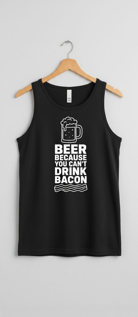 You Can't Drink Bacon Beer Funny Lovers Tank Top - product mockup - Black