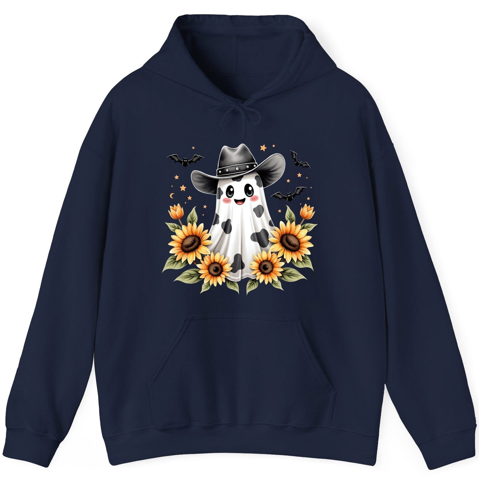 Cowboy Ghost Sunflowers cowboy ghost Hoodie Navy product mockup
