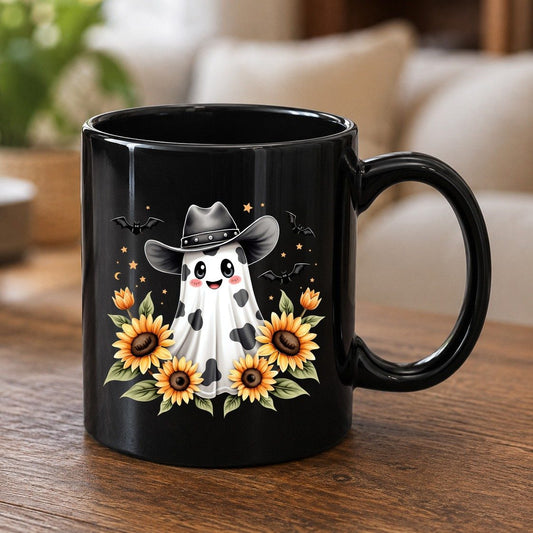Cowboy Ghost Sunflowers cowboy ghost Black Mug Black product mockup