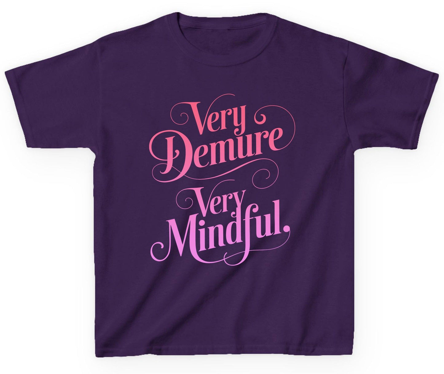 Very Demure Very Mindful mindfulness Youth T-Shirt Purple product mockup