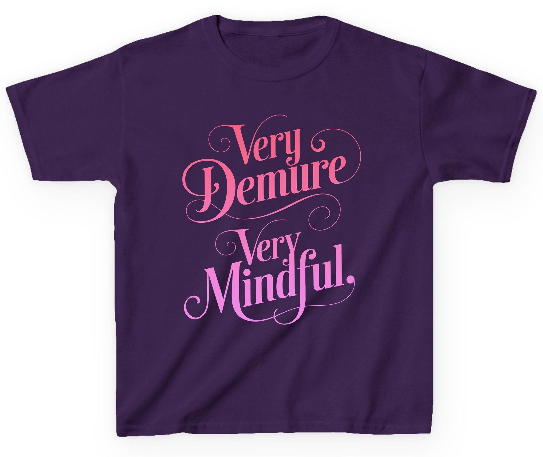 Very Demure Very Mindful mindfulness Youth T-Shirt Purple product mockup