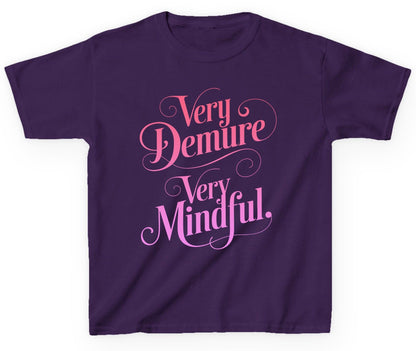 Very Demure Very Mindful mindfulness Youth T-Shirt Purple product mockup