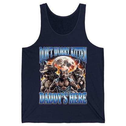 Don't Worry Kitten Daddy's Here werewolf Tank Top Navy product mockup