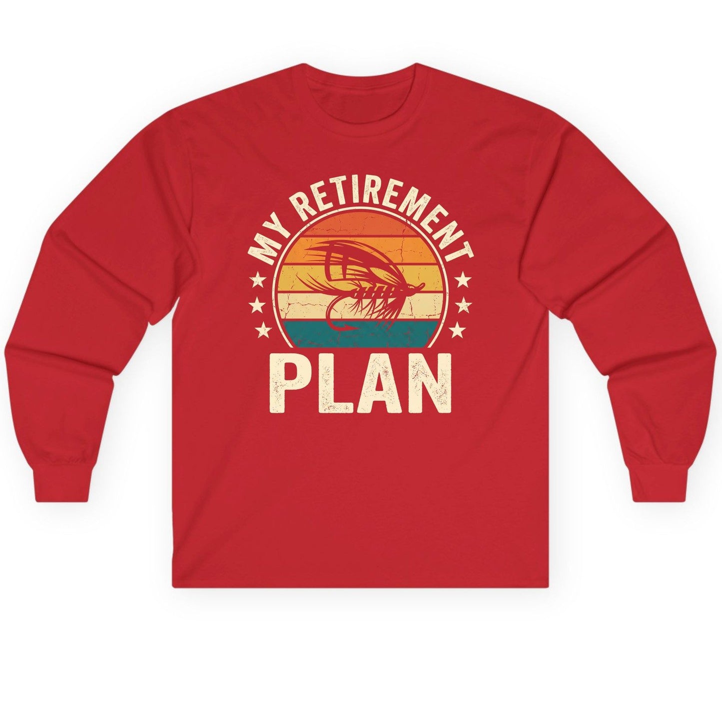 My Retirement Plan fly fishing Long Sleeve Tee Red product mockup