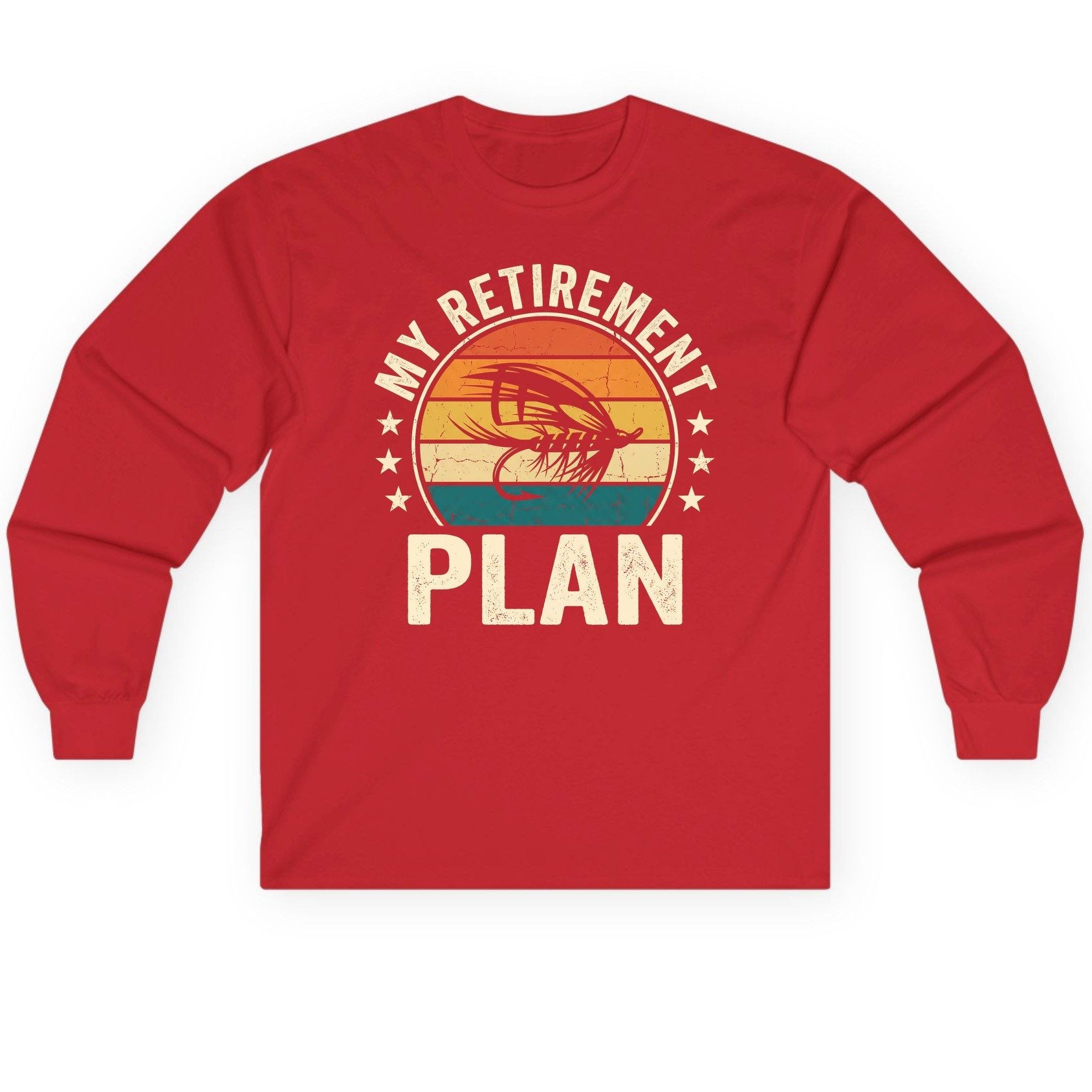 My Retirement Plan fly fishing Long Sleeve Tee Red product mockup