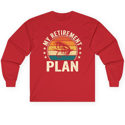 My Retirement Plan fly fishing Long Sleeve Tee Red product mockup