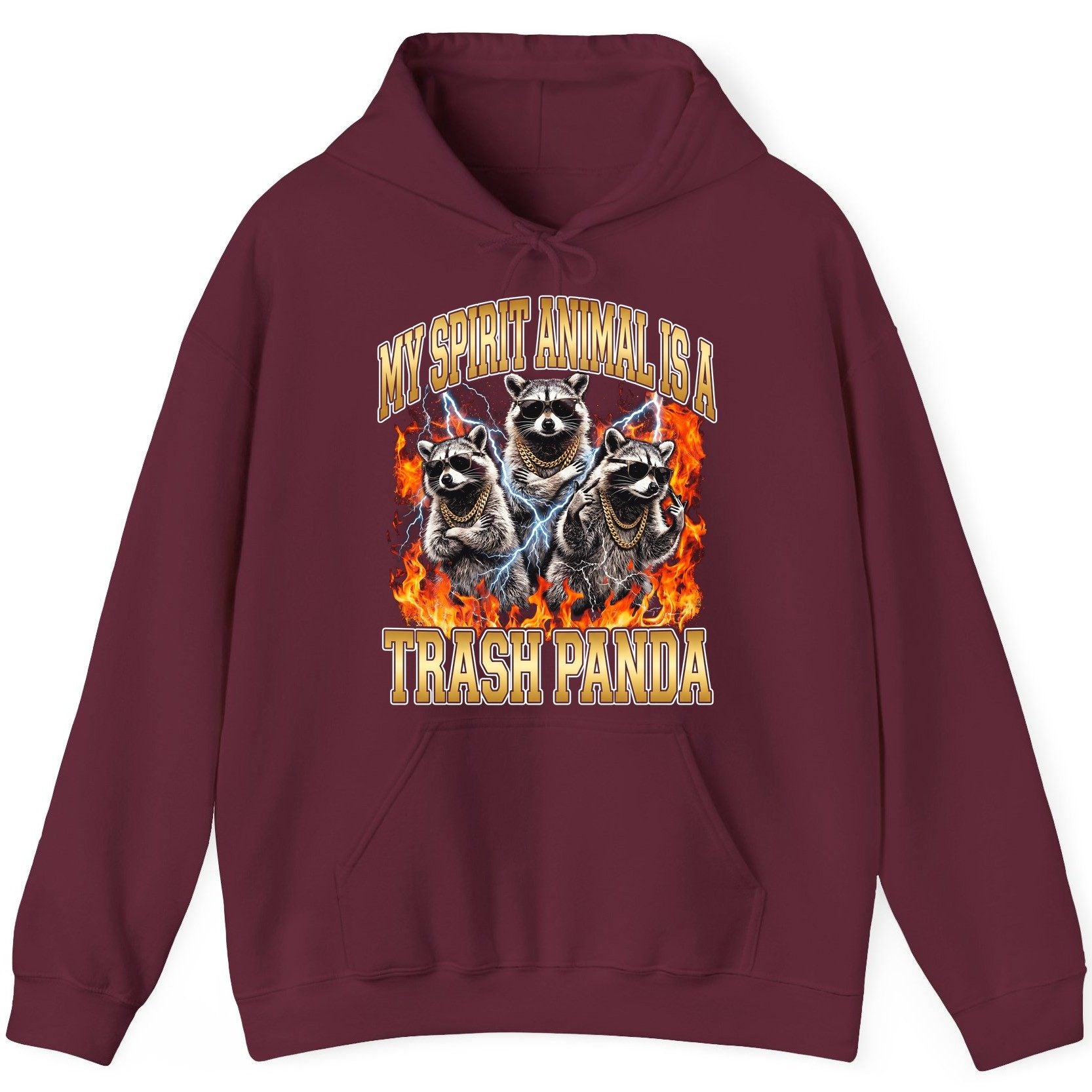 My Spirit Animal Is a Trash Panda raccoon Hoodie Maroon product mockup