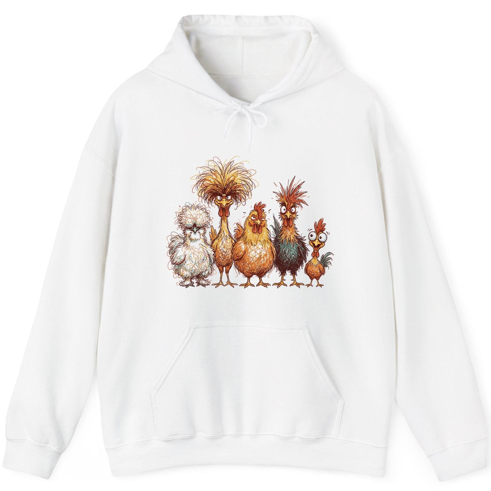 Funny Scribble Art Chickens chickens Hoodie White product mockup