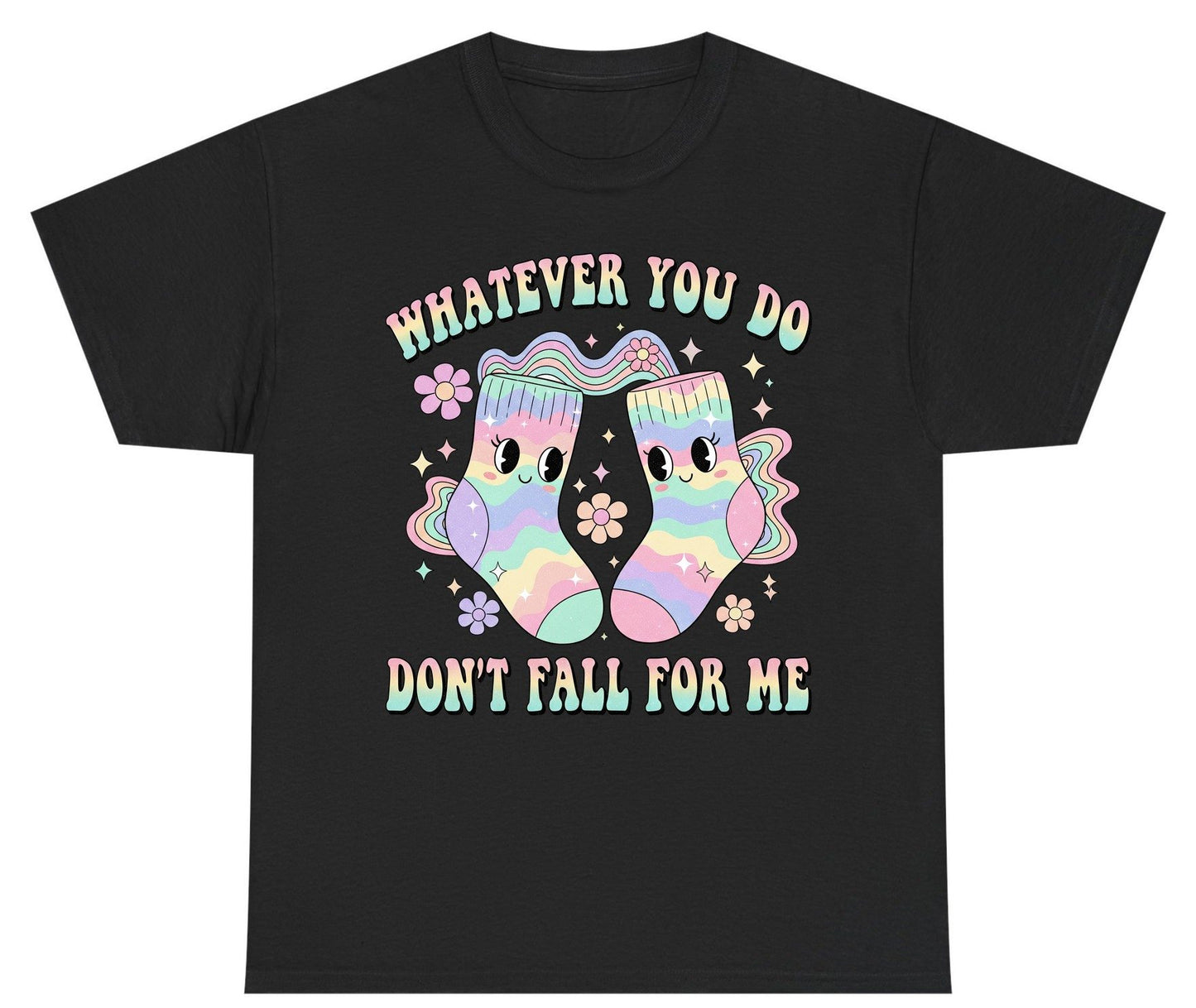 Whatever You Do Don't Fall for Me funny socks Youth T-Shirt Black product mockup
