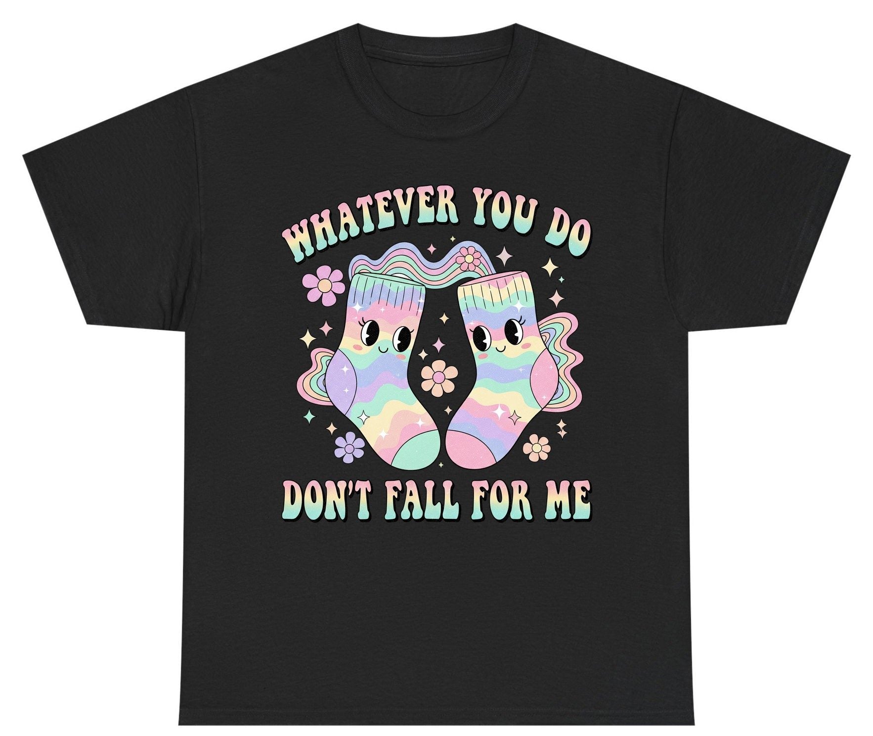 Whatever You Do Don't Fall for Me funny socks Youth T-Shirt Black product mockup