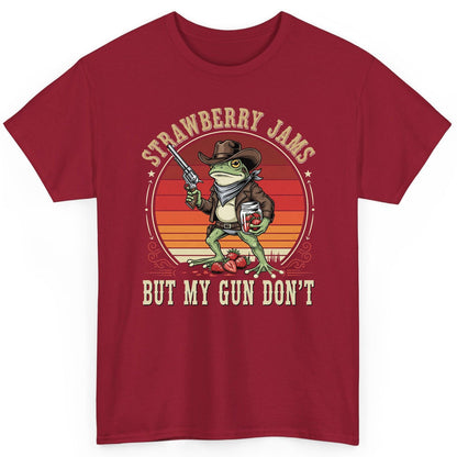 Strawberry Jams but My Gun Don't cowboy frog T-Shirt Cardinal Red product mockup