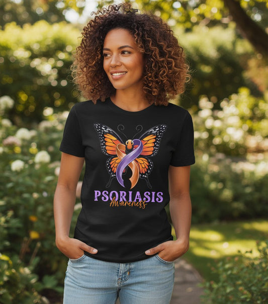 Psoriasis Awareness psoriasis awareness T-Shirt Black lifestyle mockup