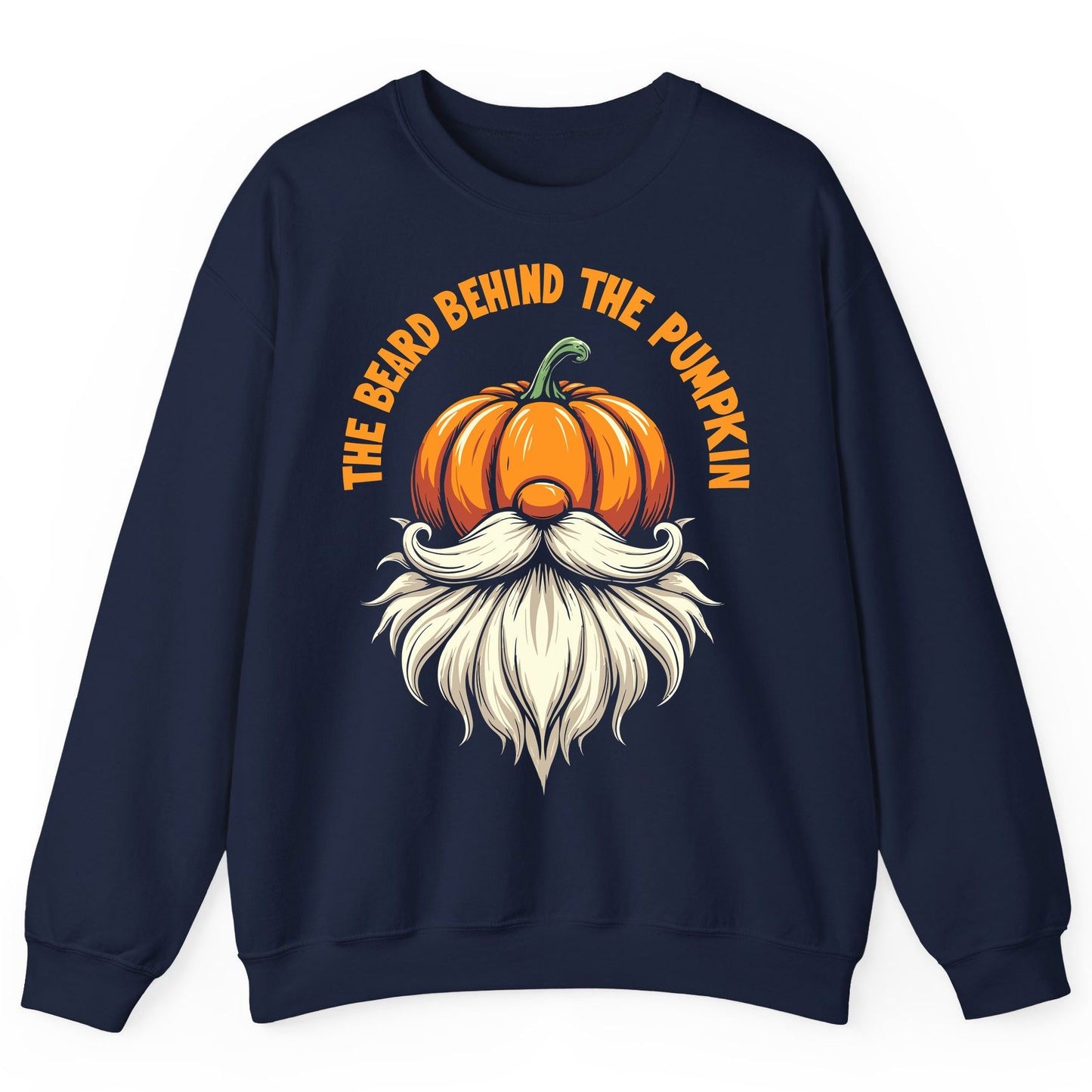 The Beard Behind the Pumpkin Halloween gnome Sweatshirt Navy product mockup