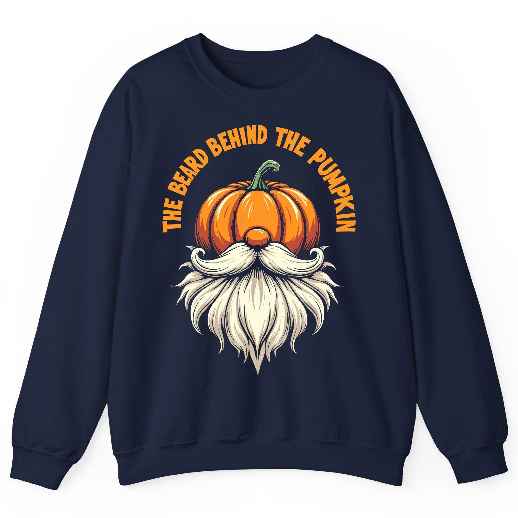 The Beard Behind the Pumpkin Halloween gnome Sweatshirt Navy product mockup