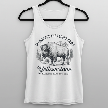 Do Not Pet The Fluffy Cows Yellowstone Bison Vintage Design Tank Top - White