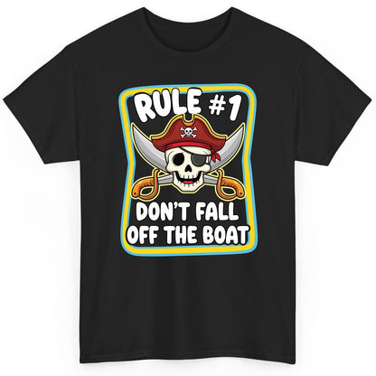 Rule 1 Don't Fall Off the Boat pirate T-Shirt Black product mockup