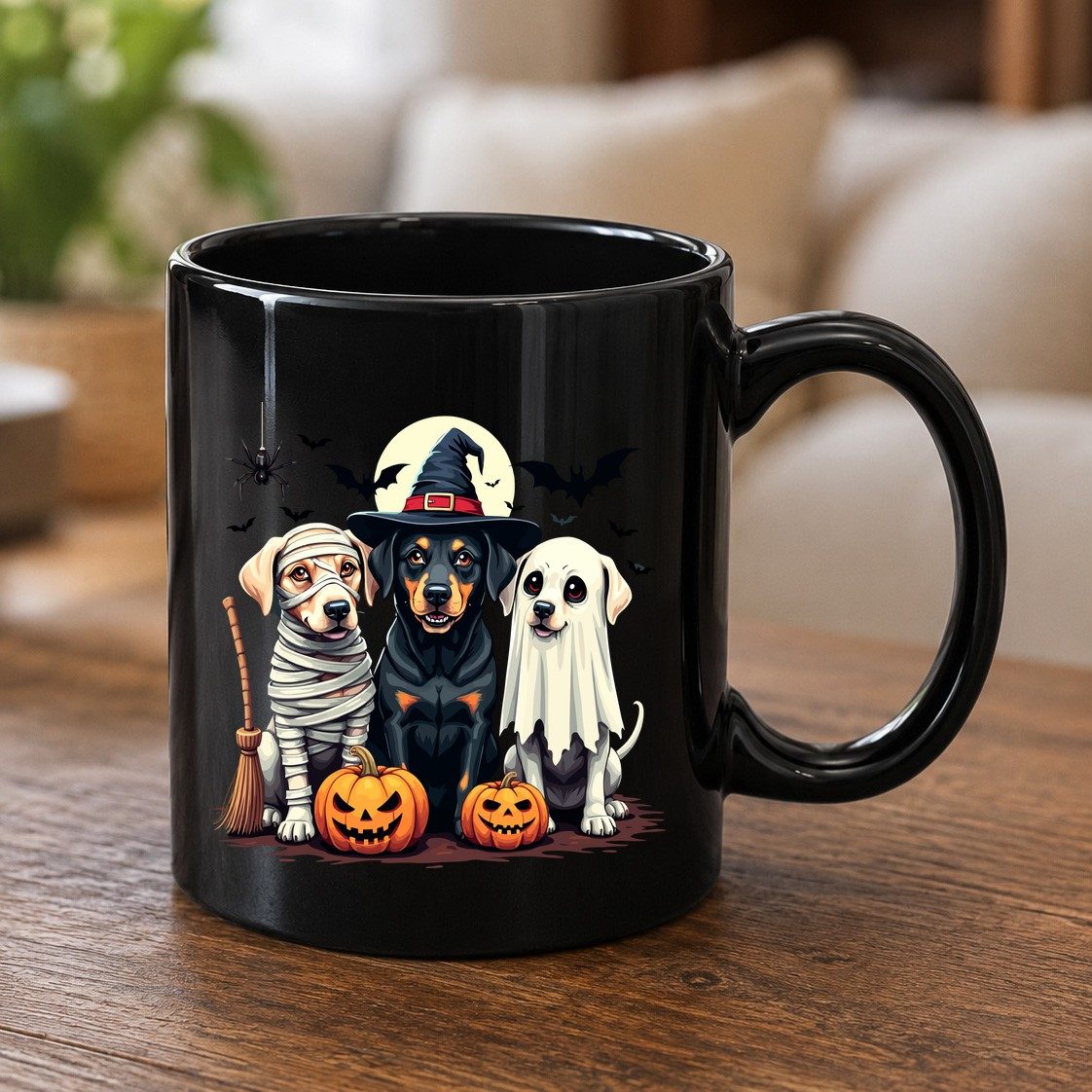 Halloween Dogs in Costumes dogs in Halloween costumes Black Mug Black product mockup
