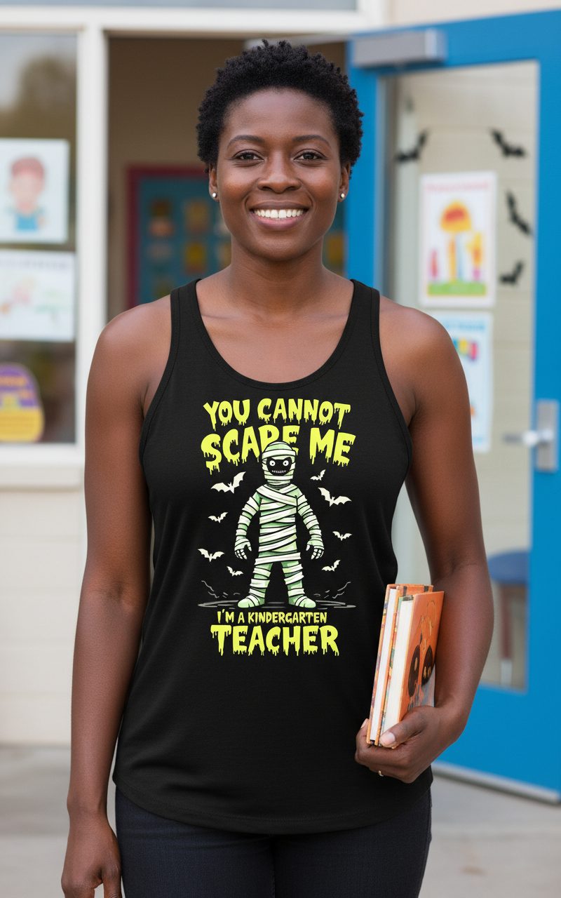 You Cannot Scare Me I'm a Kindergarten Teacher kindergarten teacher Tank Top Black lifestyle mockup