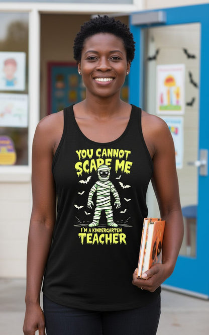 You Cannot Scare Me I'm a Kindergarten Teacher kindergarten teacher Tank Top Black lifestyle mockup