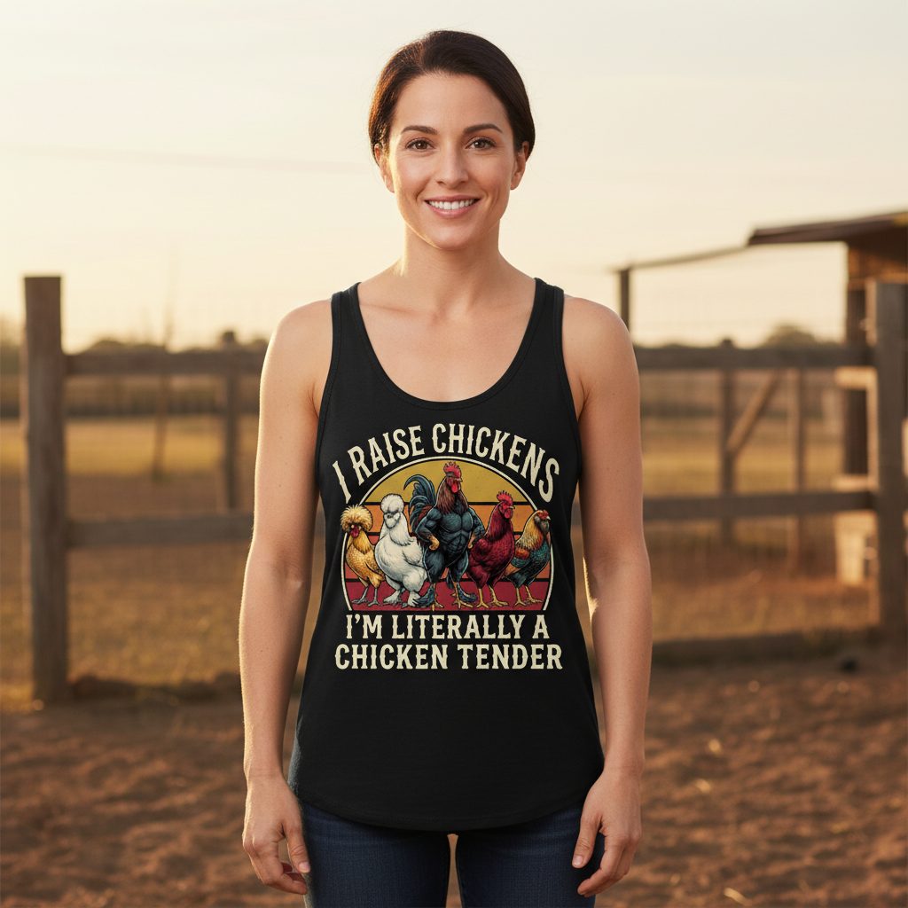 I Raise Chickens I'm Literally a Chicken Tender chickens Tank Top Black lifestyle mockup