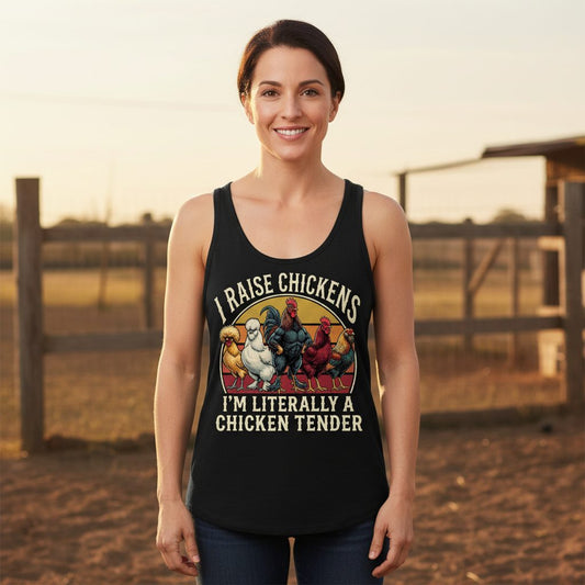 I Raise Chickens I'm Literally a Chicken Tender chickens Tank Top Black lifestyle mockup