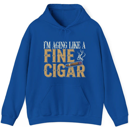 I'm Aging Like a Fine Cigar cigar smoking Hoodie Royal product mockup
