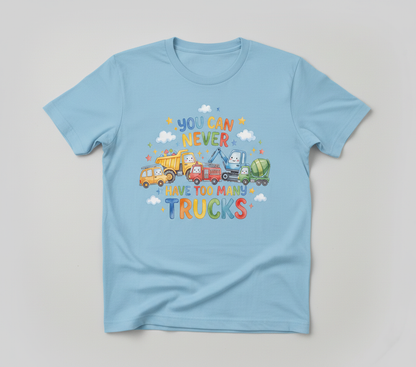 You Can Never Have Too Many Trucks Watercolor Design T-Shirt - Light Blue