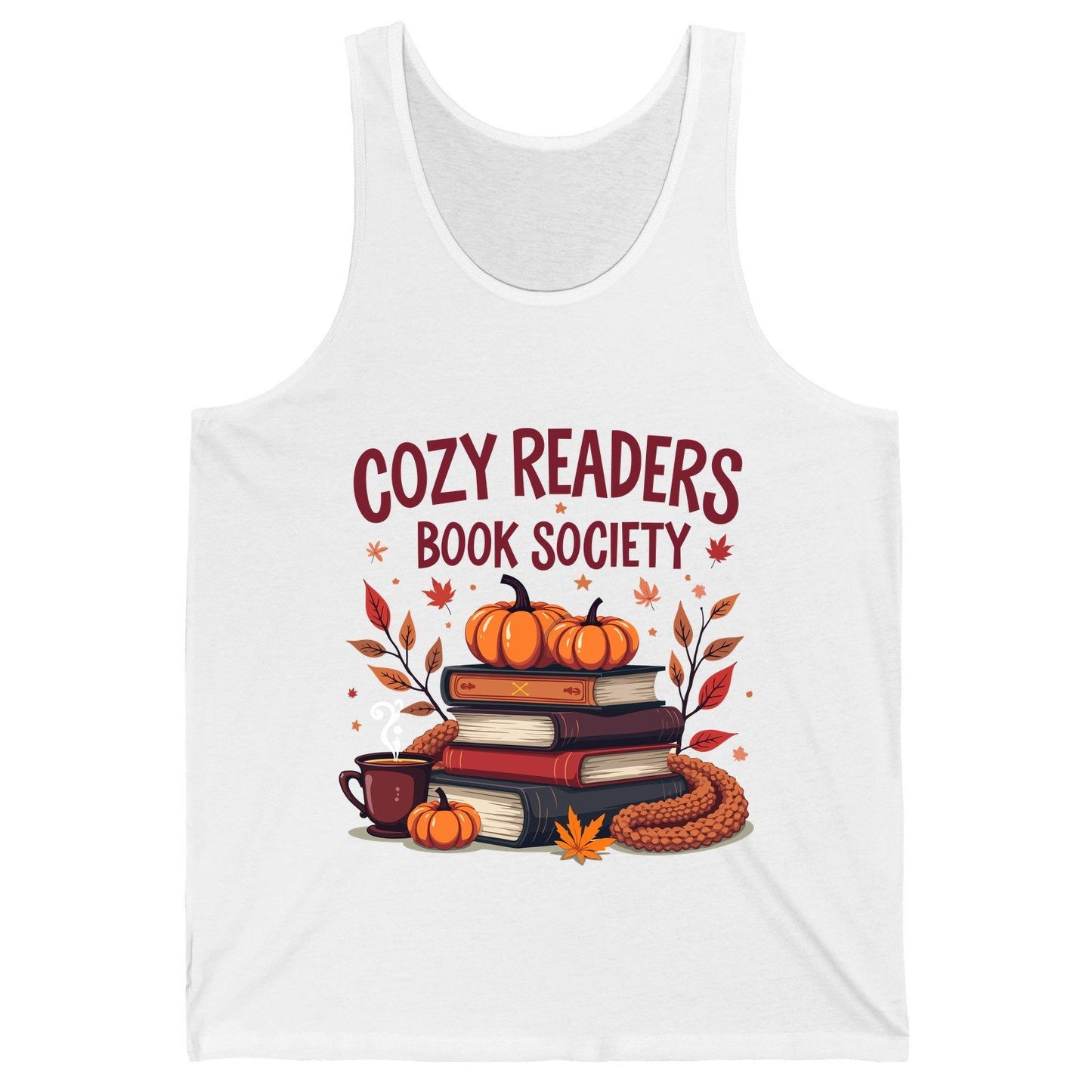 Cozy Readers Book Society reading Tank Top White product mockup