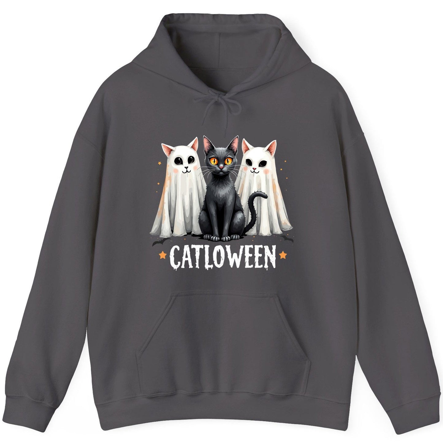 Catloween Halloween cats Hoodie Charcoal product mockup