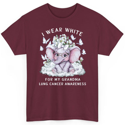 I Wear White for My Grandma Lung Cancer Awareness lung cancer awareness T-Shirt Maroon product mockup