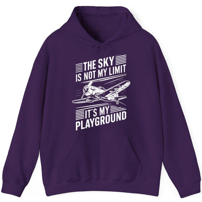 The Sky Is Not My Limit It's My Playground vintage airplane Hoodie Purple product mockup