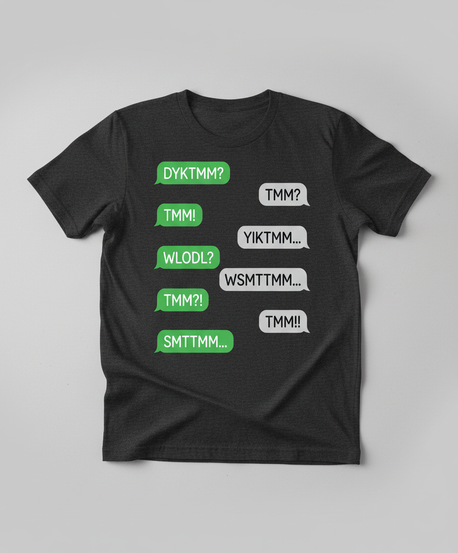TMM Acronyms Text Message Conversation T-Shirt - Dark Heather